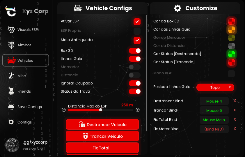 Vehicles Menu